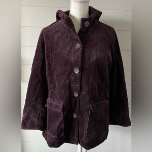 J. Jill Heritage tumbled cord coat jacket S small petite purple hooded womens